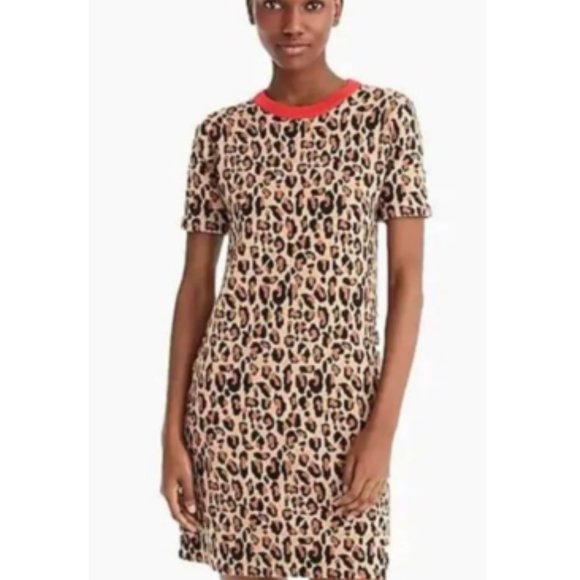 J. Crew Leopard Print Dress with Red Collar - Picture 7 of 9